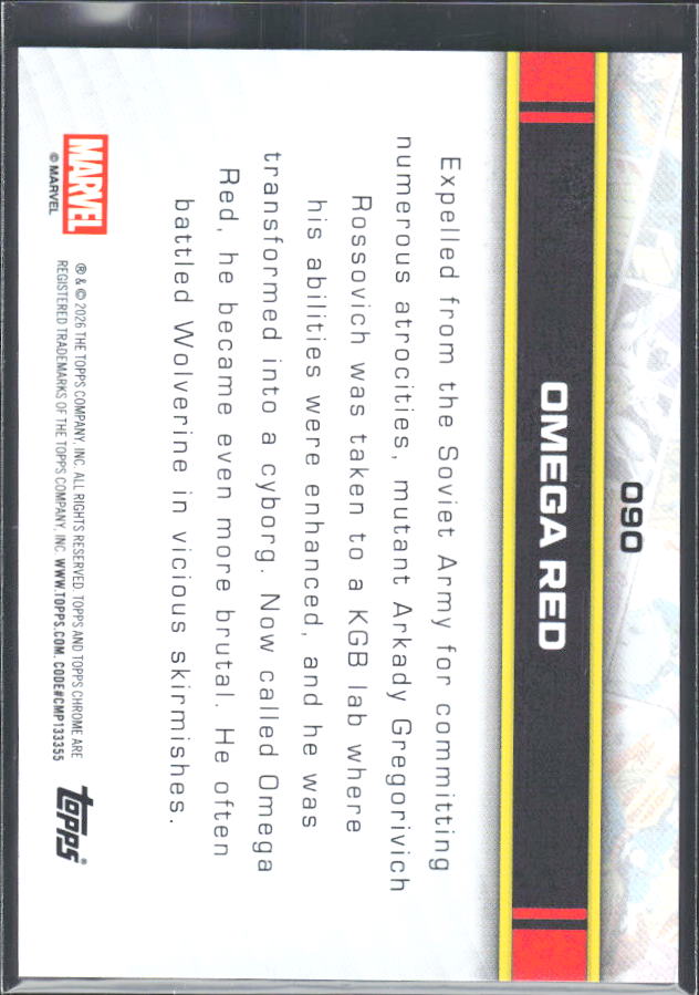 Omega Red 2026 Chrome Marvel #090 – baksida