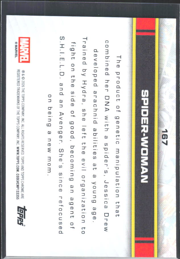 Spider-Woman 2026 Chrome Marvel #167 – baksida