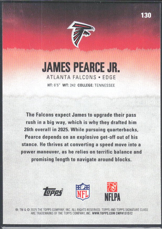 James Pearce Jr. 2025 Signature Class #130 – baksida