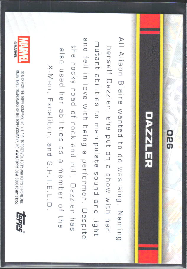 Dazzler 2026 Chrome Marvel #026 – baksida