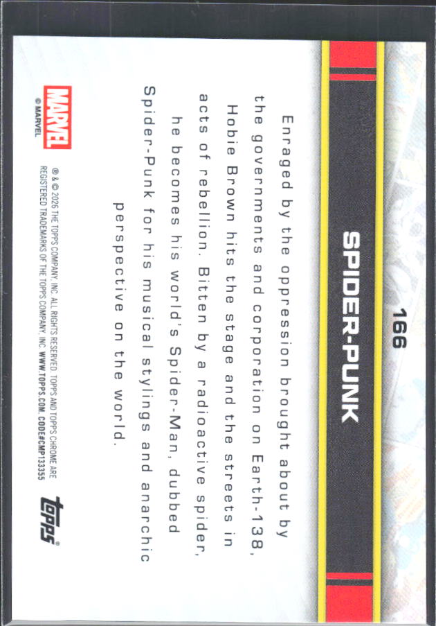 Spider-Punk 2026 Chrome Marvel #166 – baksida