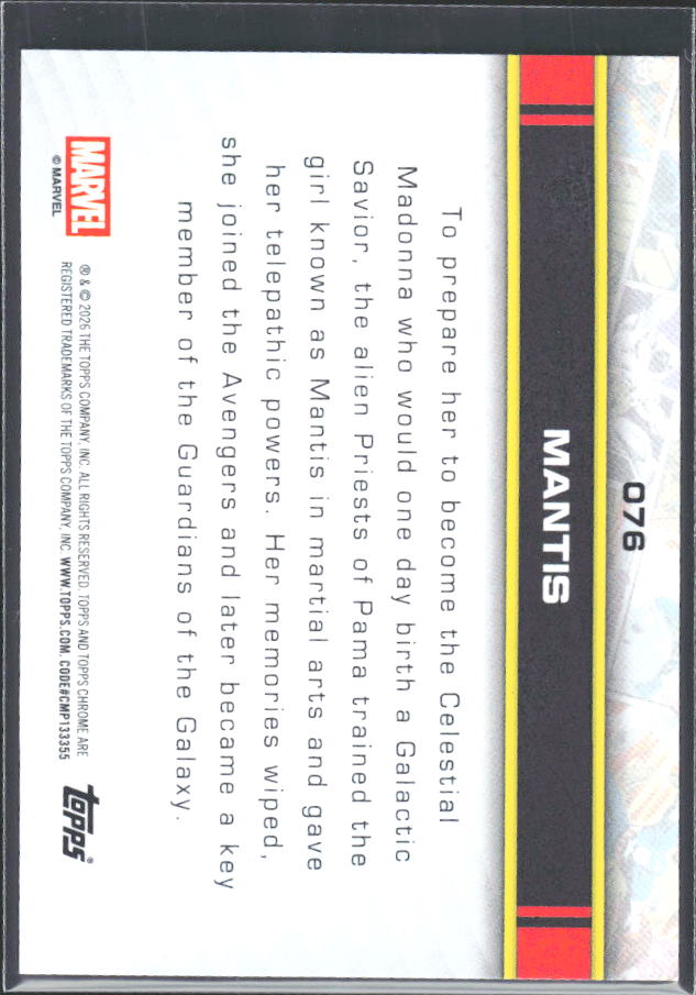 Mantis 2026 Chrome Marvel #076 – baksida