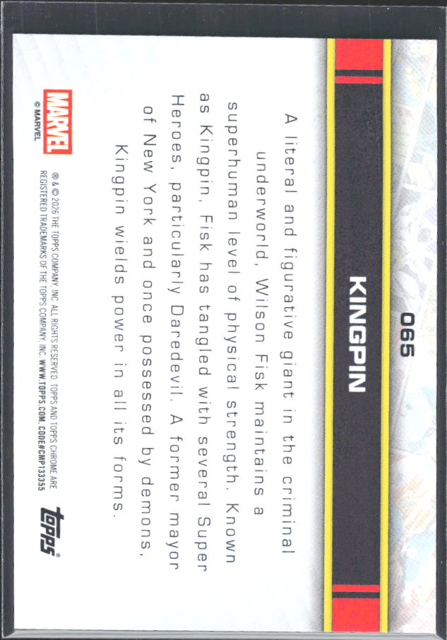 Kingpin 2026 Chrome Marvel #065 – baksida