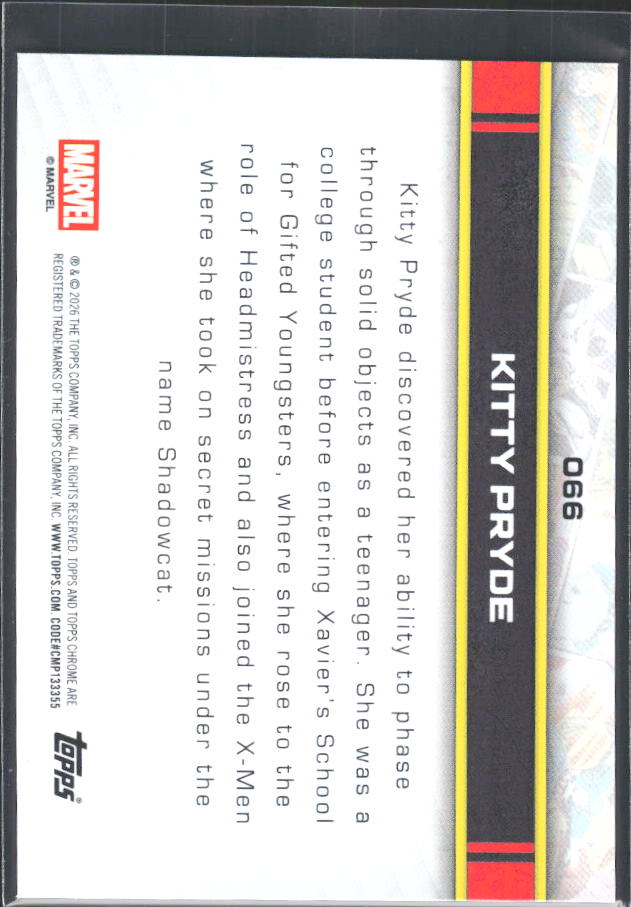 Kitty Pryde 2026 Chrome Marvel #066 – baksida