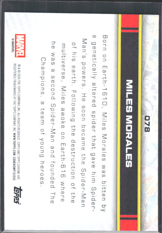 Miles Morales 2026 Chrome Marvel #078 – baksida