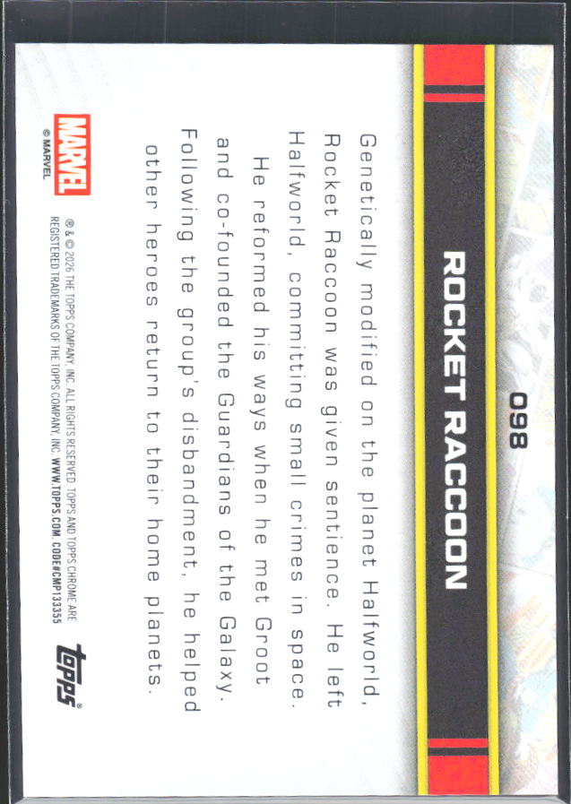 Rocket Raccoon 2026 Chrome Marvel #098 – baksida