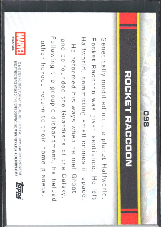 Rocket Raccoon 2026 Chrome Marvel #098 – baksida