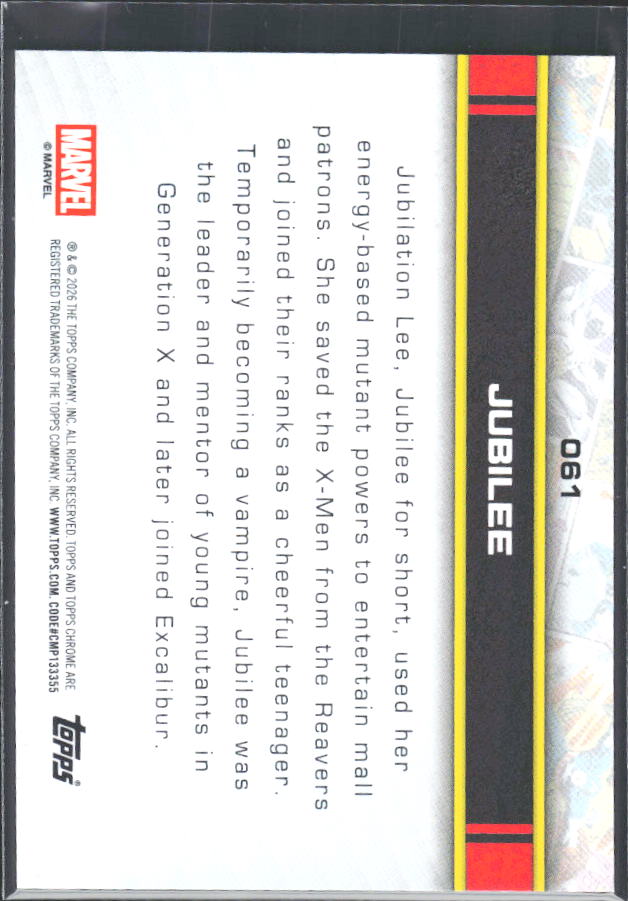 Jubilee 2026 Chrome Marvel #061 – baksida