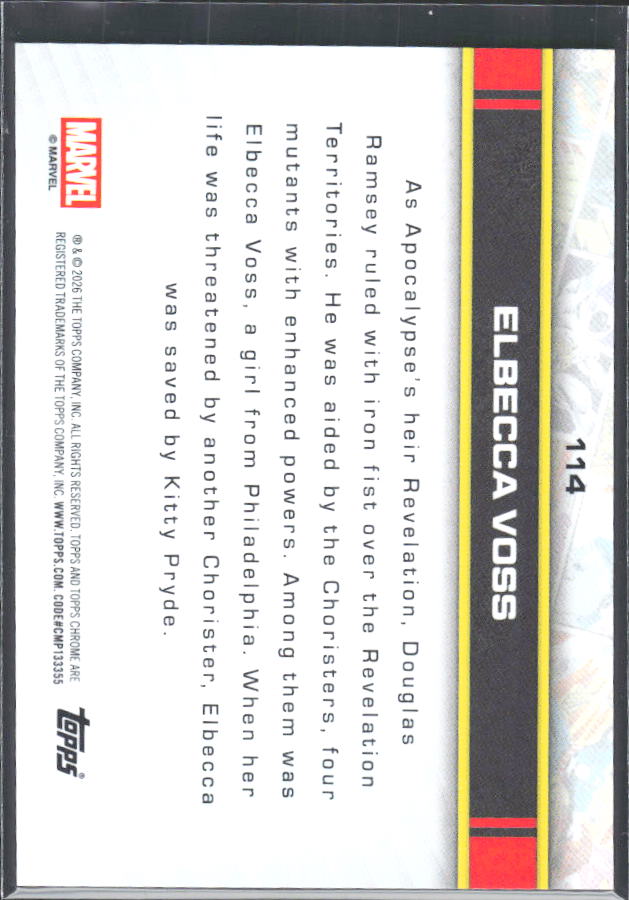 Ebecca Voss 2026 Chrome Marvel #114 – baksida