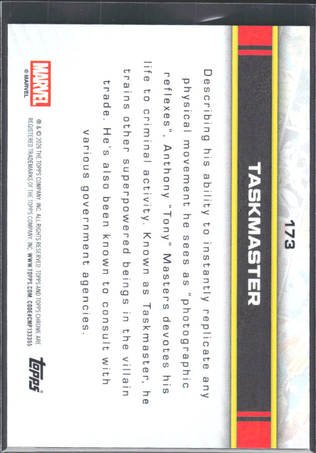 Taskmaster 2026 Chrome Marvel #173 – baksida