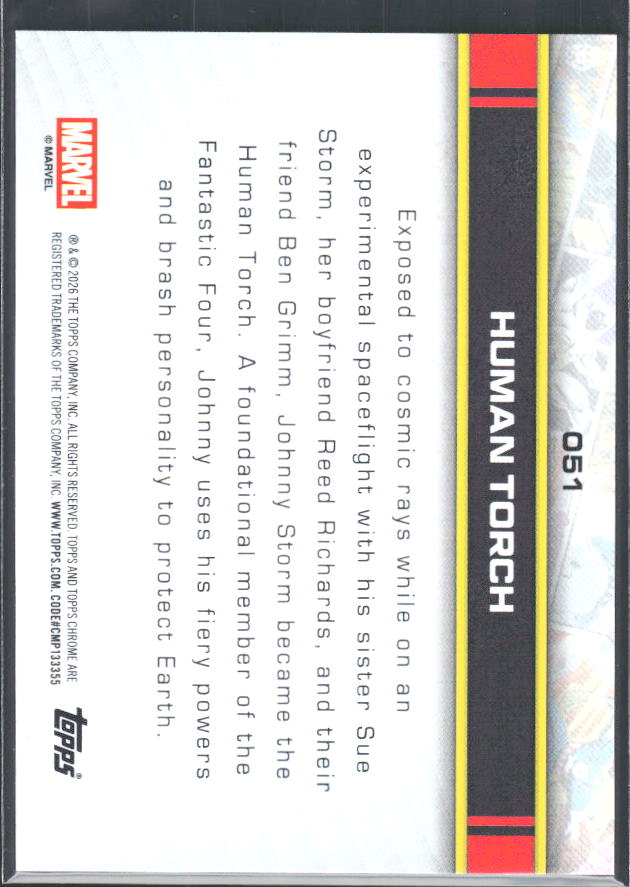 Human Torch 2026 Chrome Marvel #051 – baksida