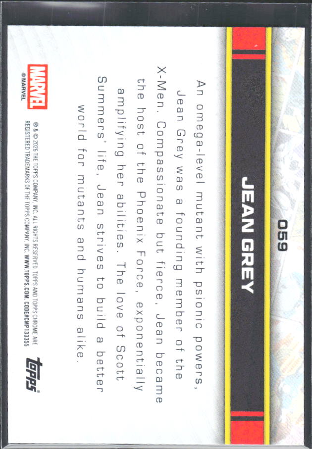 Jean Grey 2026 Chrome Marvel #059 – baksida
