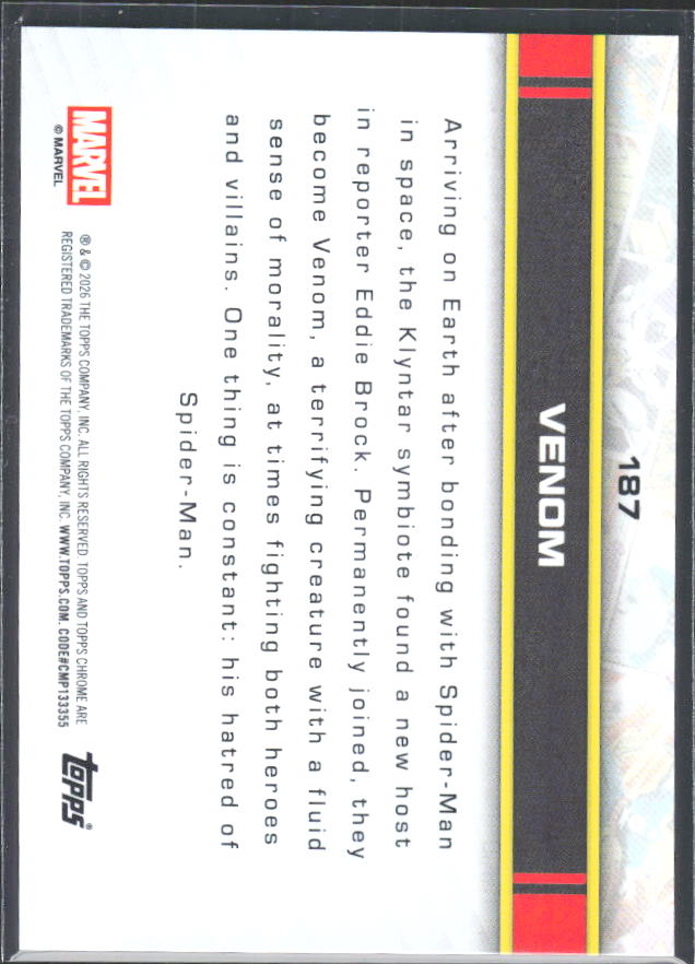 Venom 2026 Chrome Marvel #187 – baksida