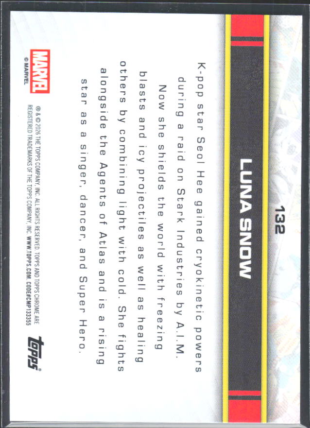 Luna Snow 2026 Chrome Marvel #132 – baksida