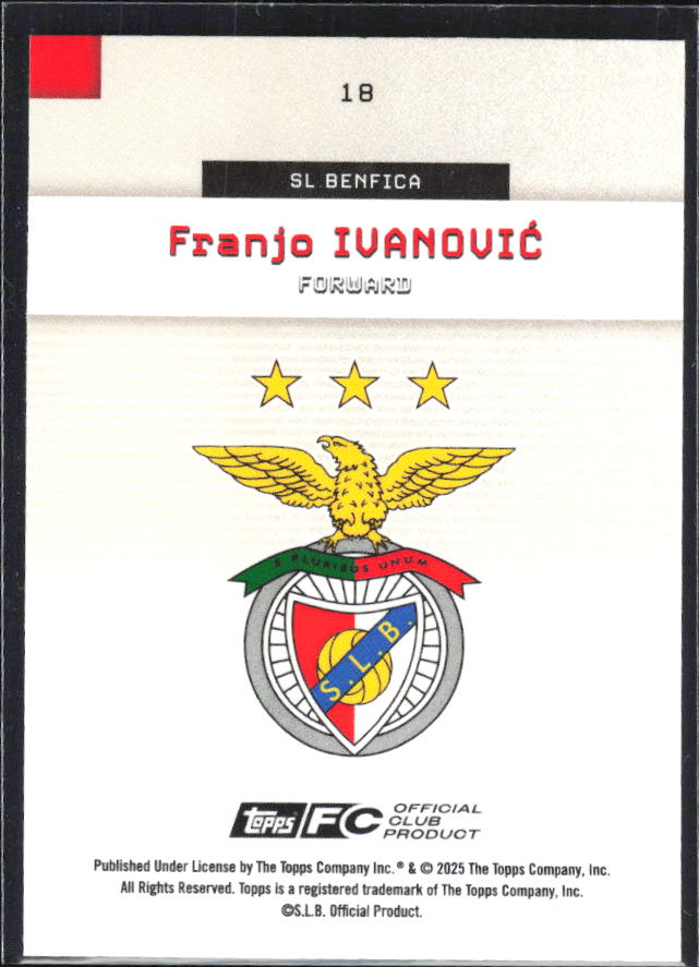 Franjo Ivanović 2025-26 SL Benfica Team Set #18 – baksida