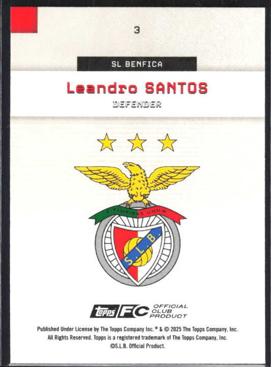 Leandro Santos 2025-26 SL Benfica Team Set #3 – baksida