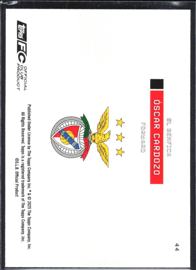 Óscar Cardozo 2025-26 SL Benfica Team Set Soaring Eagle #44 – baksida
