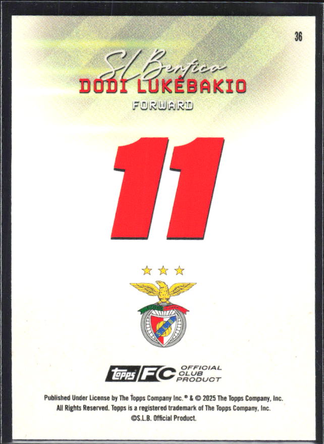 Dodi Lukébakio 2025-26 SL Benfica Team Set Pitch Pursuits #36 – baksida