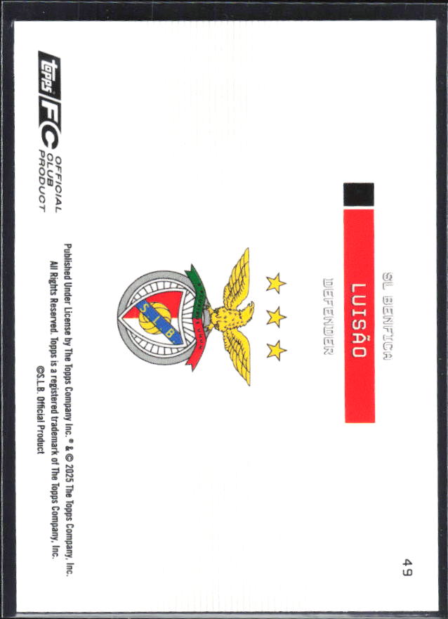 Luisão 2025-26 SL Benfica Team Set Soaring Eagle #45 – baksida