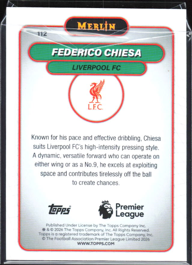 Federico Chiesa 2026 Merlin Premier League #112 – baksida