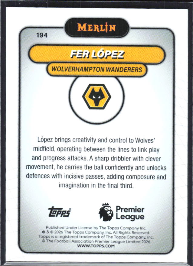 Fer López 2026 Merlin Premier League #194 – baksida