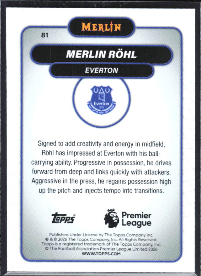 Merlin Röhl 2026 Merlin Premier League #81 – baksida