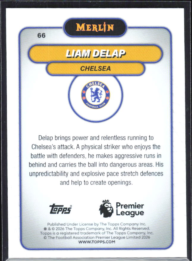 Liam Delap 2026 Merlin Premier League #66 – baksida