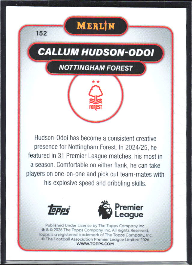 Callum Hudson-Odoi 2026 Merlin Premier League #152 – baksida