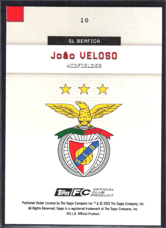 João Veloso 2025-26 SL Benfica Team Set #10 – baksida