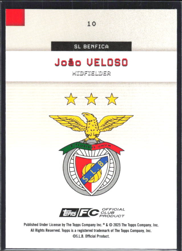 João Veloso 2025-26 SL Benfica Team Set #10 – baksida