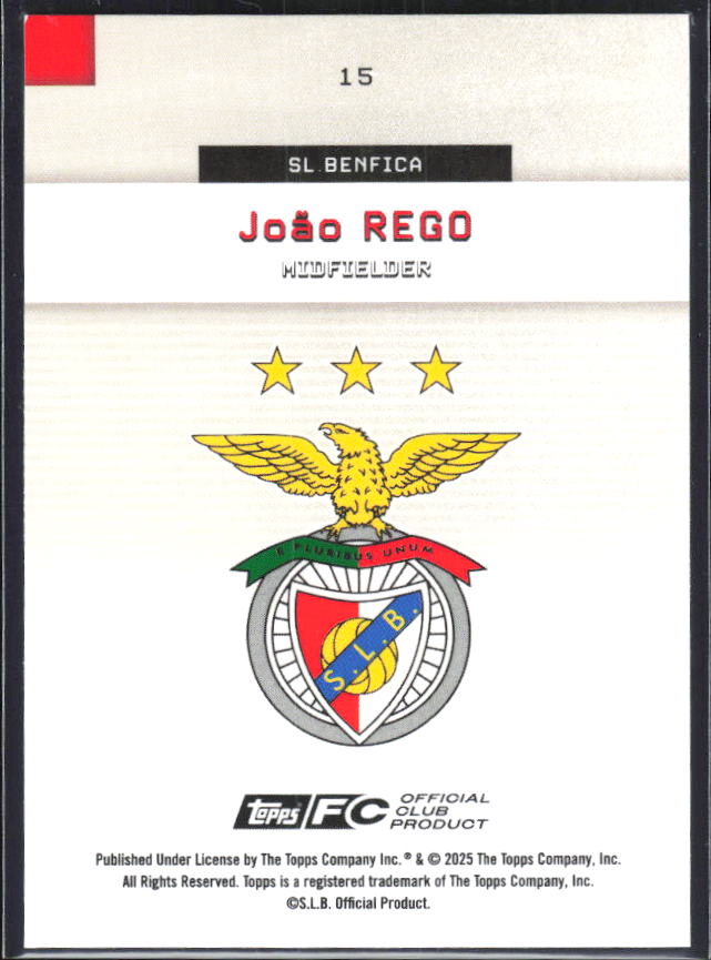 João Rego 2025-26 SL Benfica Team Set #15 – baksida