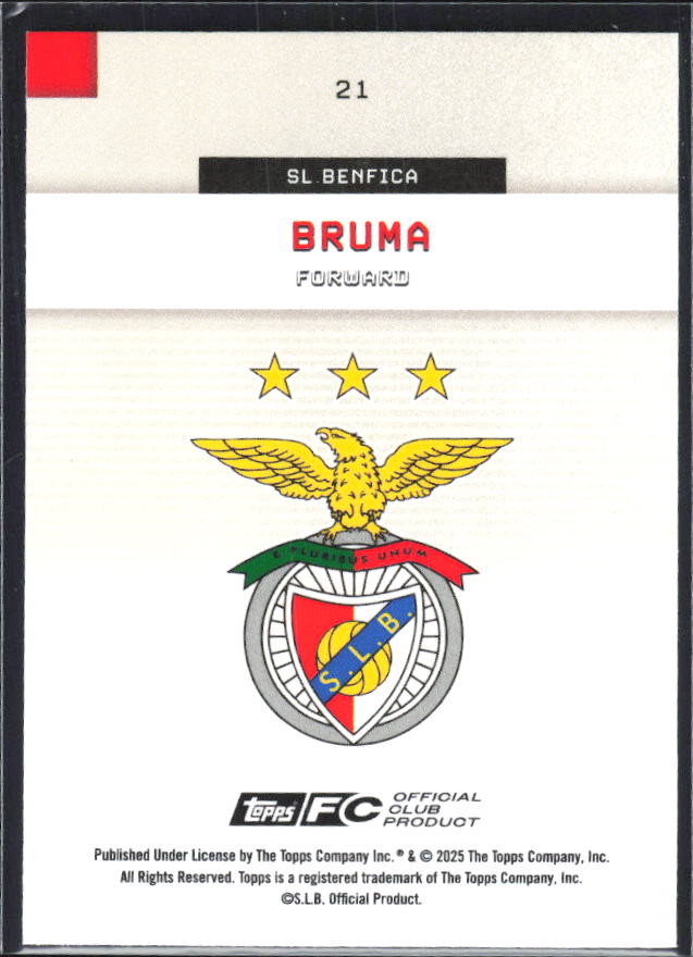 Bruma 2025-26 SL Benfica Team Set #21 – baksida