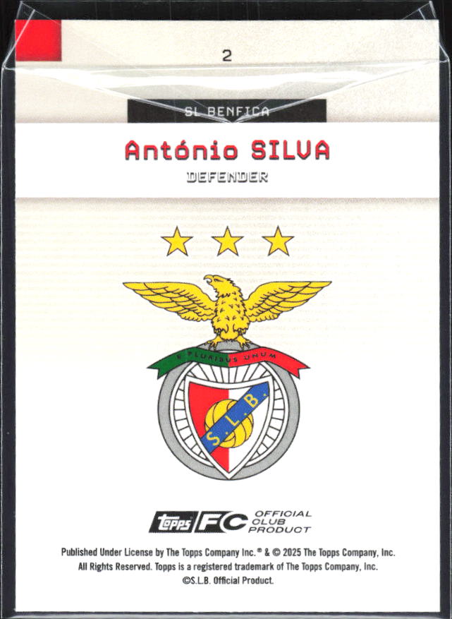 António Silva 2025-26 SL Benfica Team Set #2 – baksida