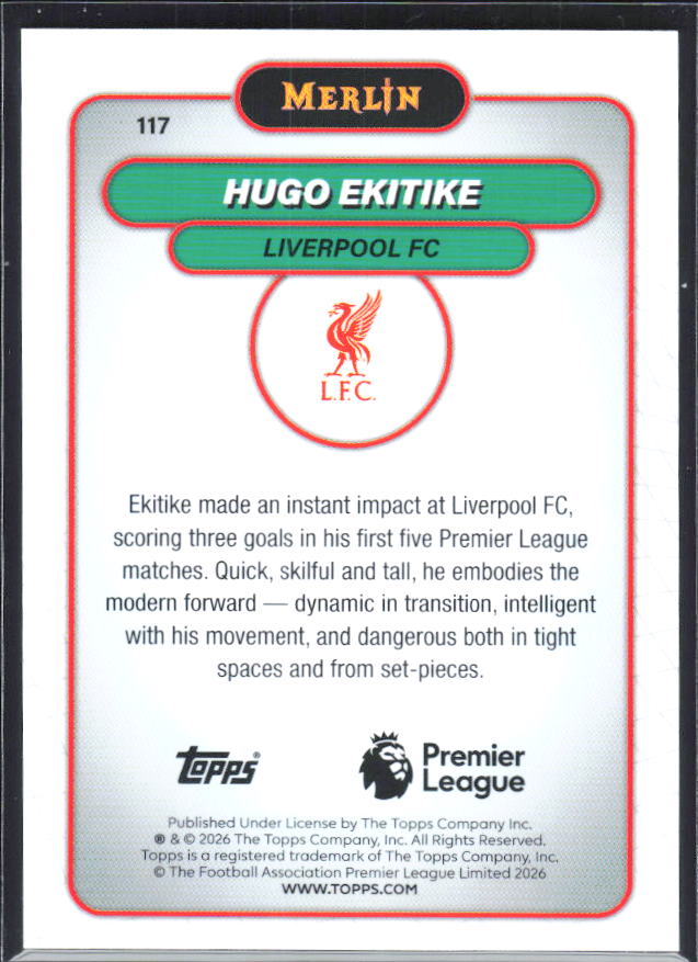 Hugo Ekitike 2026 Merlin Premier League #117 – baksida