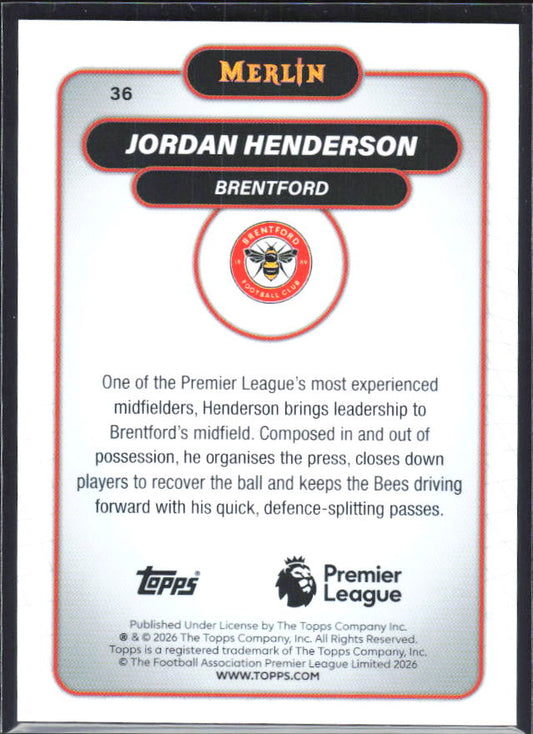 Jordan Henderson 2026 Merlin Premier League #36 – baksida