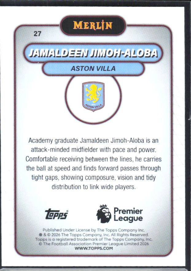 Jamaldeen Jimoh-Aloba 2026 Merlin Premier League #27 – baksida