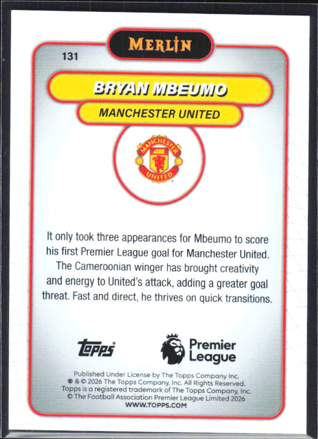 Bryan Mbeumo 2026 Merlin Premier League #131 – baksida