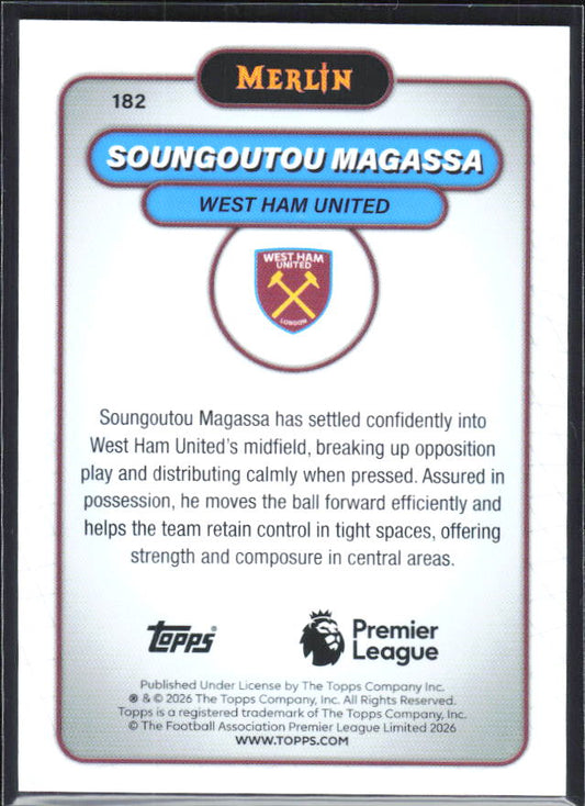 Soungoutou Magassa 2026 Merlin Premier League #182 – baksida