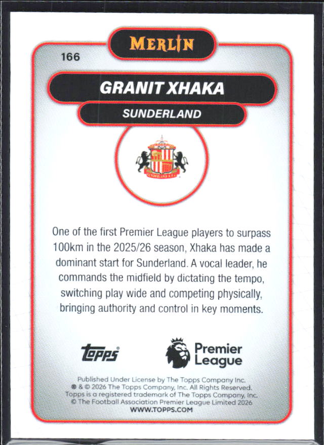 Granit Xhaka 2026 Merlin Premier League #166 – baksida