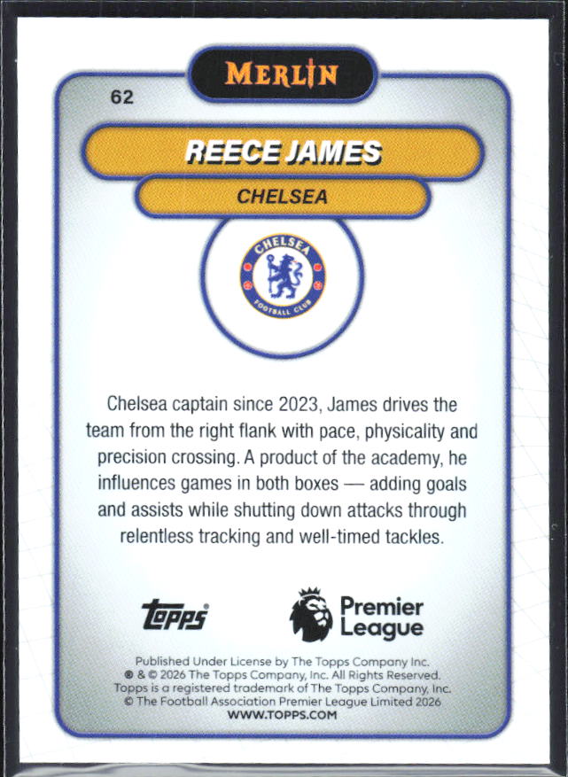 Reece James 2026 Merlin Premier League #62 – baksida