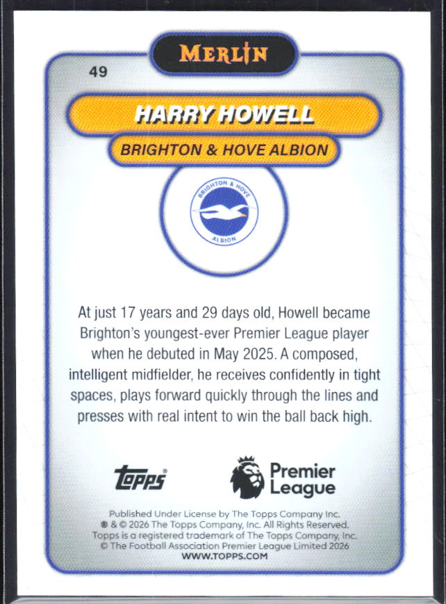 Harry Howell 2026 Merlin Premier League #49 – baksida
