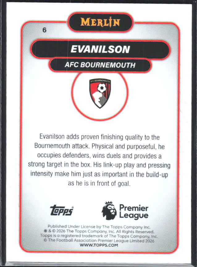 Evanilson 2026 Merlin Premier League #6 – baksida