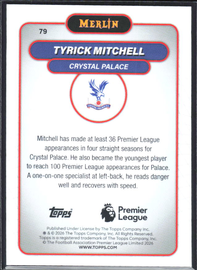 Tyrick Mitchell 2026 Merlin Premier League #79 – baksida