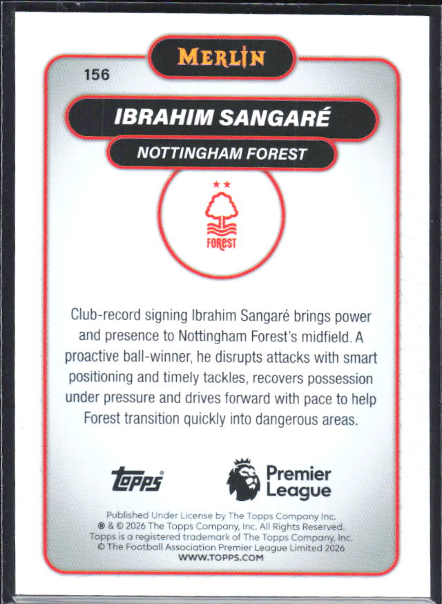 Ibrahim Sangaré 2026 Merlin Premier League #156 – baksida