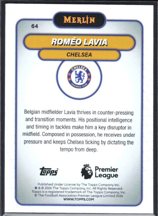 Roméo Lavia 2026 Merlin Premier League #64 – baksida