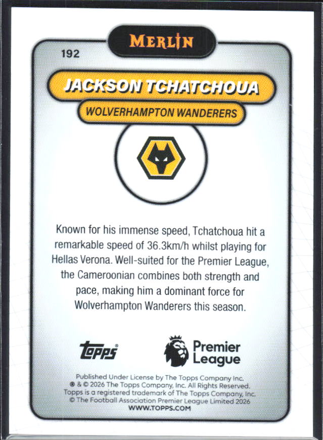 Jackson Tchatchoua 2026 Merlin Premier League #192 – baksida