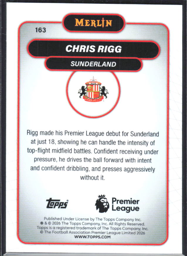 Chris Rigg 2026 Merlin Premier League #163 – baksida