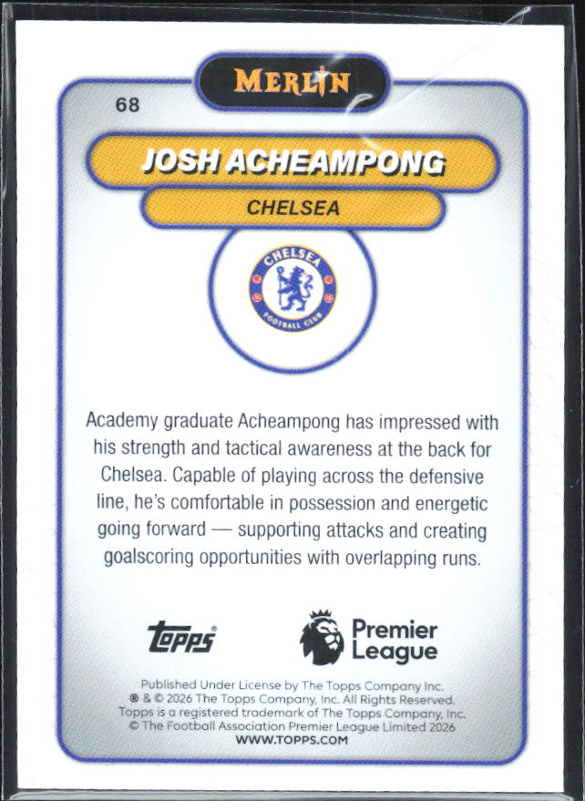 Josh Acheampong 2026 Merlin Premier League #68 – baksida
