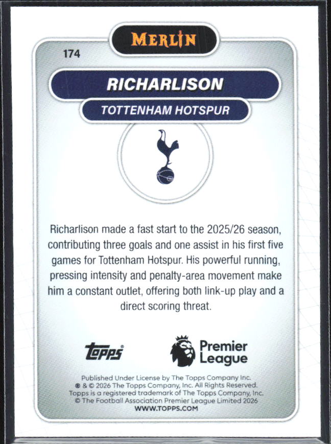 Richarlison 2026 Merlin Premier League #174 – baksida