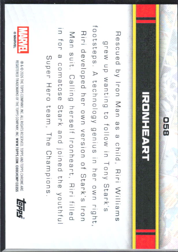 Ironheart 2026 Chrome Marvel #058 – baksida